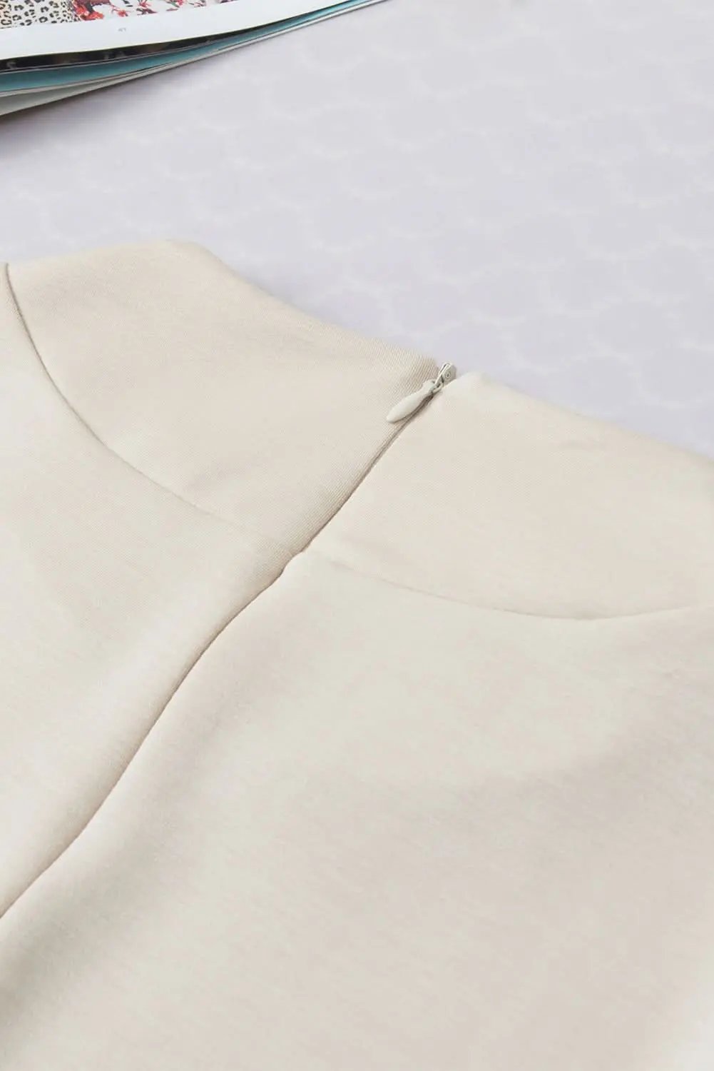 Oatmeal Plain Crew Neck Loose Fit Casual Top - Love Salve